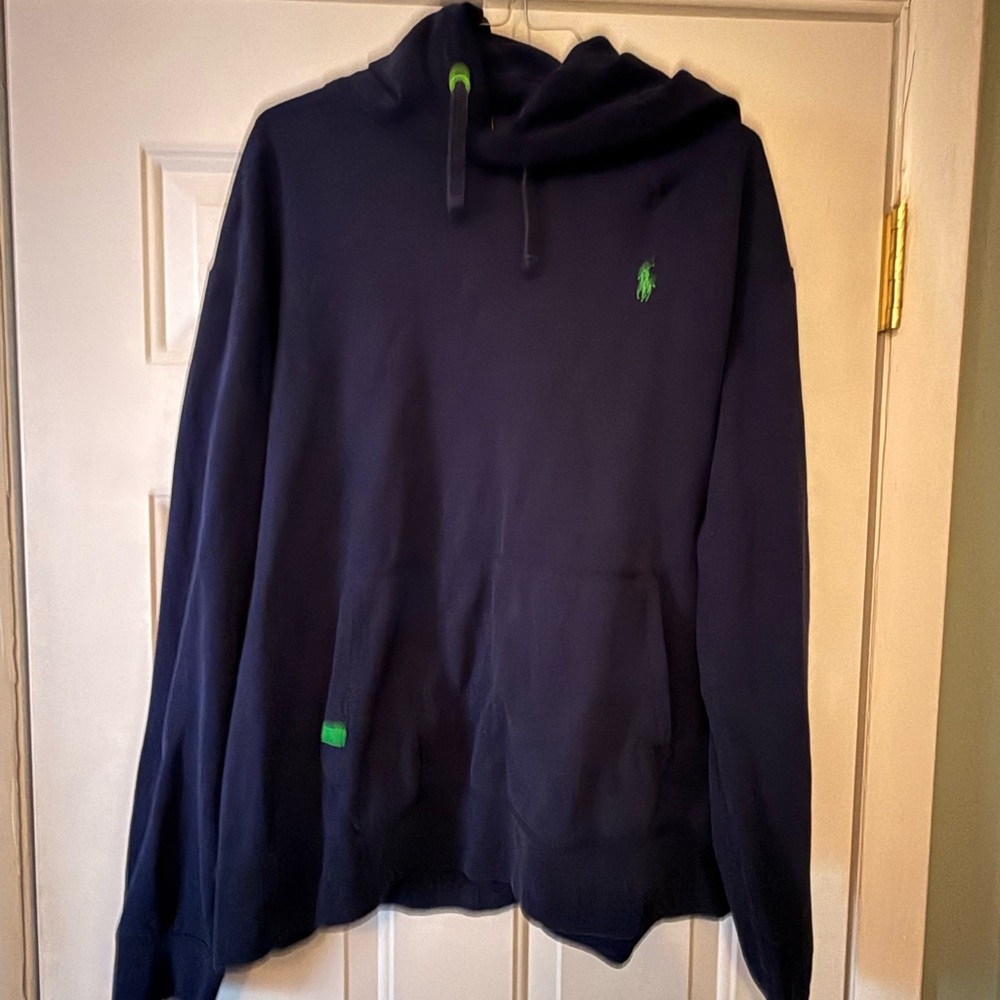 Ralph Lauren Navy Blue Hoodie with Green Logo
